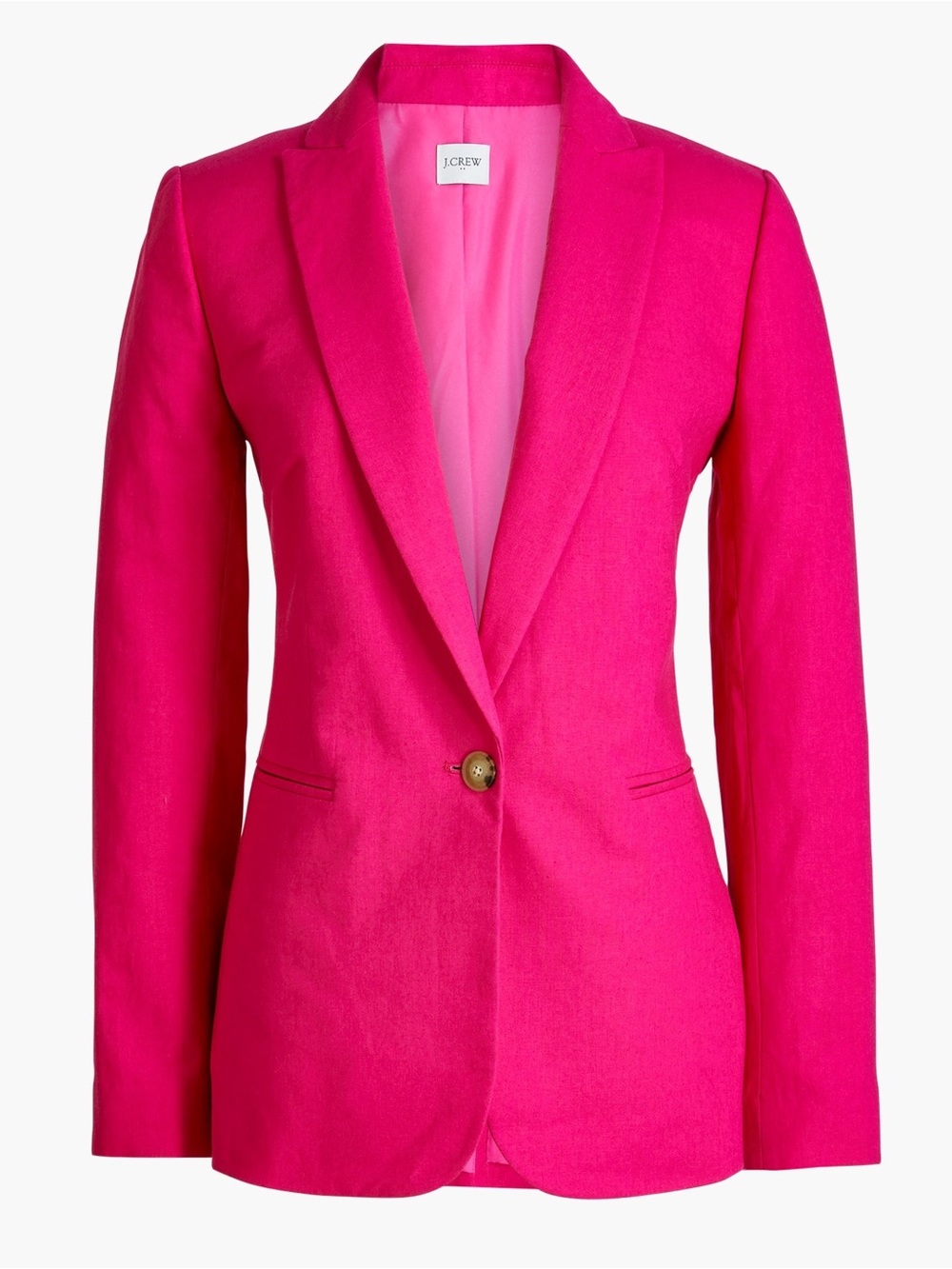 ‼️J. Crew Linen Blended One Button Bright Pink Blazer Jacket
